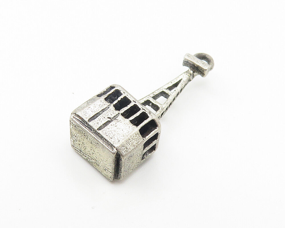 925 Sterling Silver  Vintage Petite Dark Tone Cable Lift Pendant  PT8543