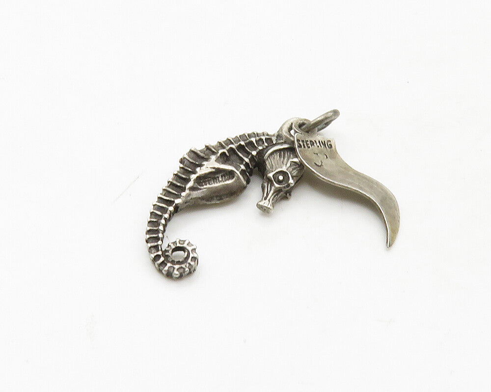 925 Sterling Silver  Vintage Dark Tone Seahorse San Francisco Pendant  PT13520