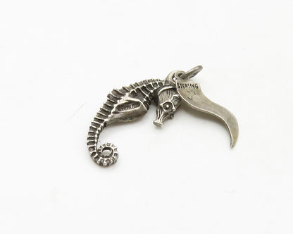 925 Sterling Silver  Vintage Dark Tone Seahorse San Francisco Pendant  PT13520