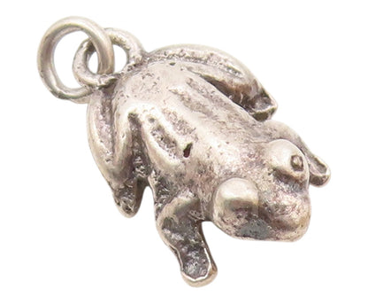 925 Sterling Silver  Vintage Petite Dark Tone Frog Motif Pendant  PT15897