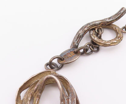925 Sterling Silver Vintage Bracelet Brutalist Concentric Nest Loop Link BT12199