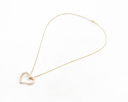 925 Silver  Genuine Diamonds Gold Plated Love Heart Chain Necklace  NE1962