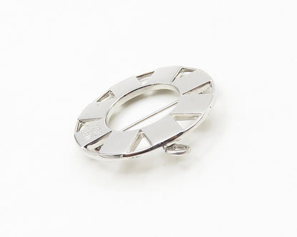 925 Sterling Silver  Vintage Shiny Petite Etched Bull Wheel Brooch Pin  BP6815