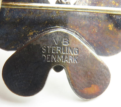 VOLMER BAHNER DENMARK 925 Silver  Vintage Enamel Butterfly Brooch Pin  BP5865