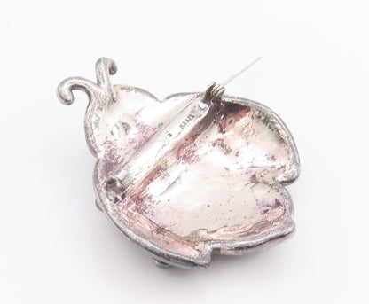 925 Sterling Silver Vintage Brooch Pin ISRAEL Carved Large Puffed Bug  BP10683