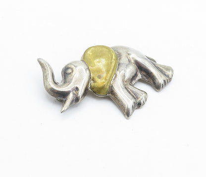 MEXICO 925 Sterling Silver  Vintage Two Tone Elephant Motif Brooch Pin  BP2103