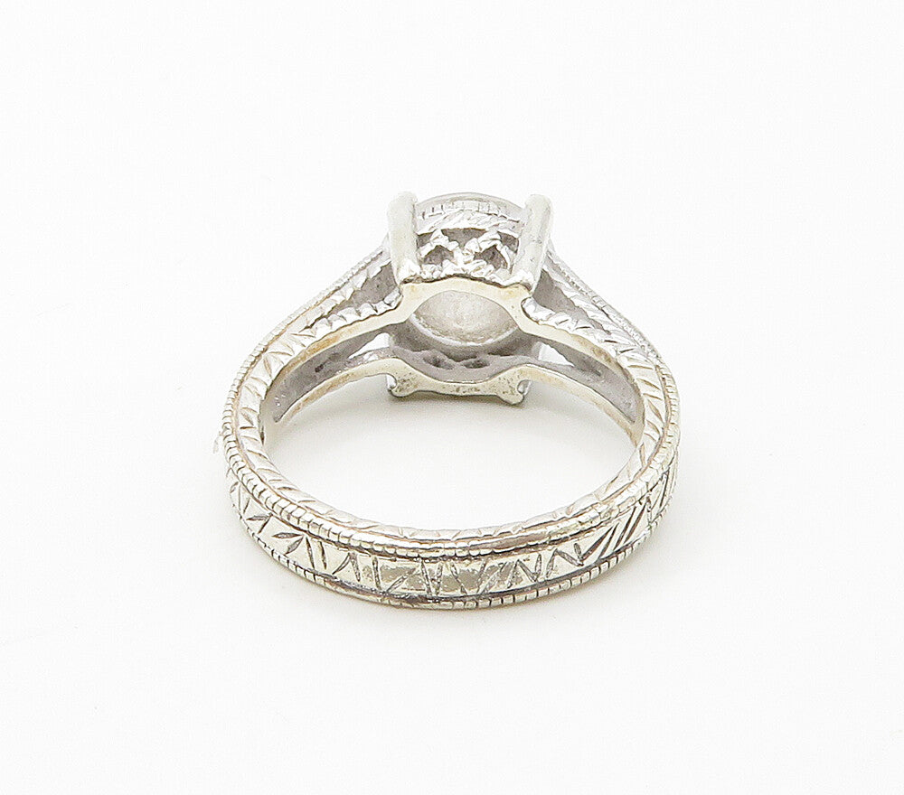 925 Sterling Silver  Sparkling Prong Set Cubic Zirconia Band Ring Sz 6 RG15936