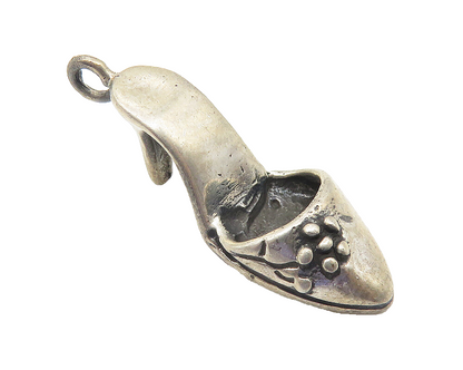 925 Sterling Silver  Vintage Floral Detail High Heel Shoe Pendant  PT8481