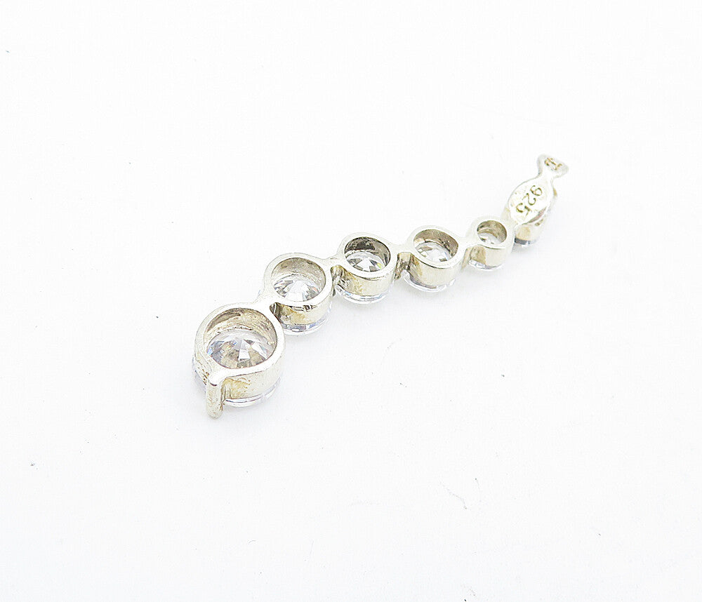 925 Sterling Silver  Sparkling Graduated Cubic Zirconia Swirl Pendant  PT3585