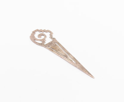 925 Sterling Silver Vintage Book Mark Minimalist Long Solid Tribal Cutout TR3768