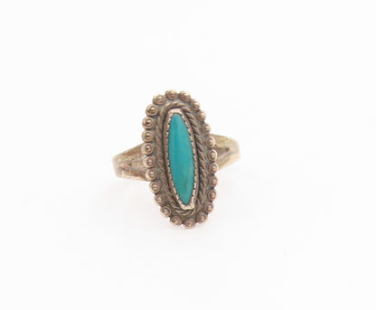 925 Sterling Silver Vintage Ring BELL Turquoise Statement Band  Sz 8  RG35944
