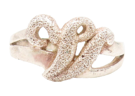 925 Sterling Silver Vintage Ring Designer Swirled Cutout  Sz 7  RG31903