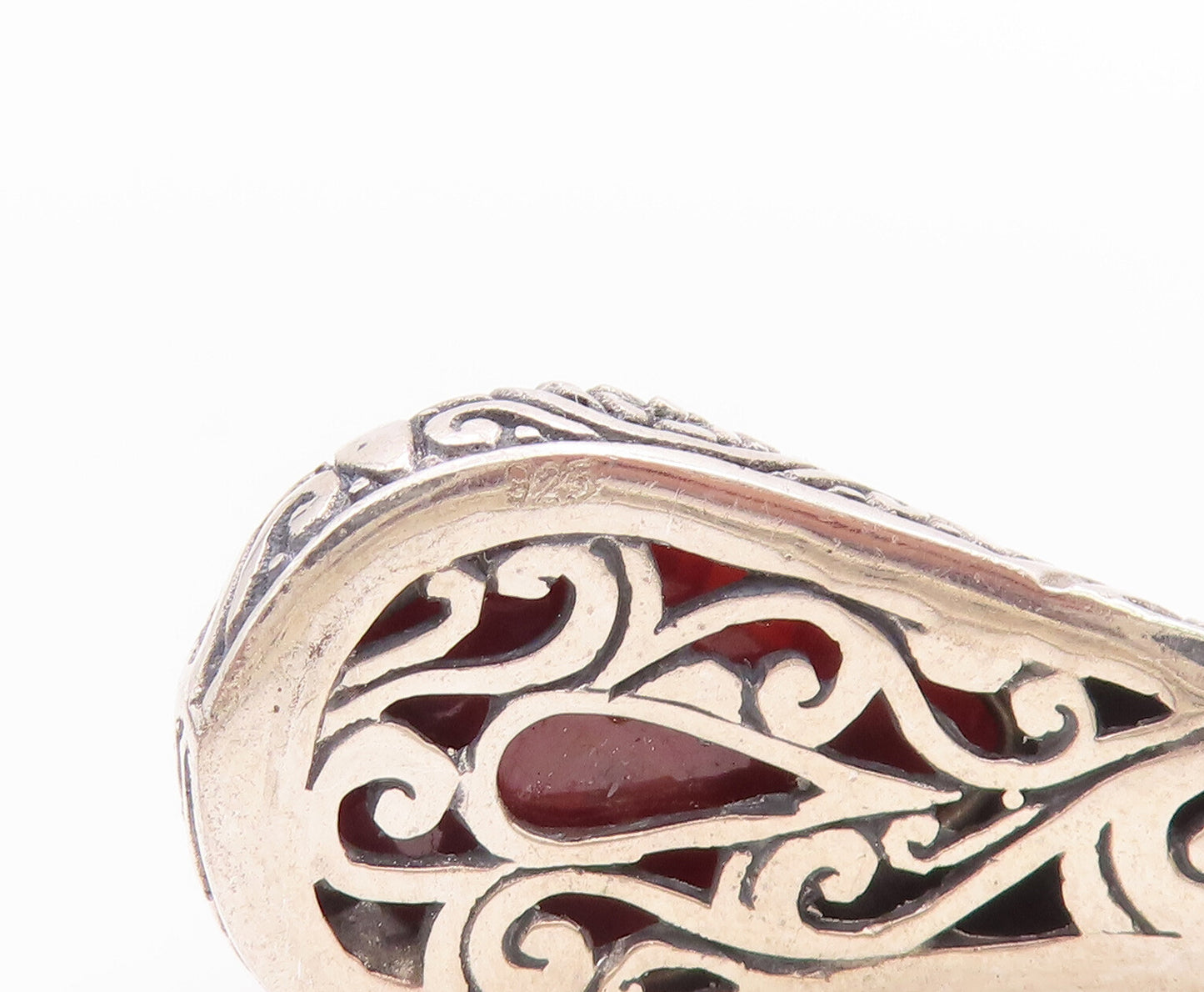 925 Sterling Silver Vintage Bracelet Drop Cut Gemstone Hinged Cuff  BT10584