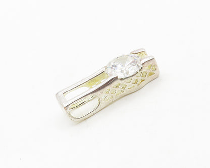 925 Sterling Silver  Vintage Sparkling Round Cubic Zirconia Pendant  PT15389