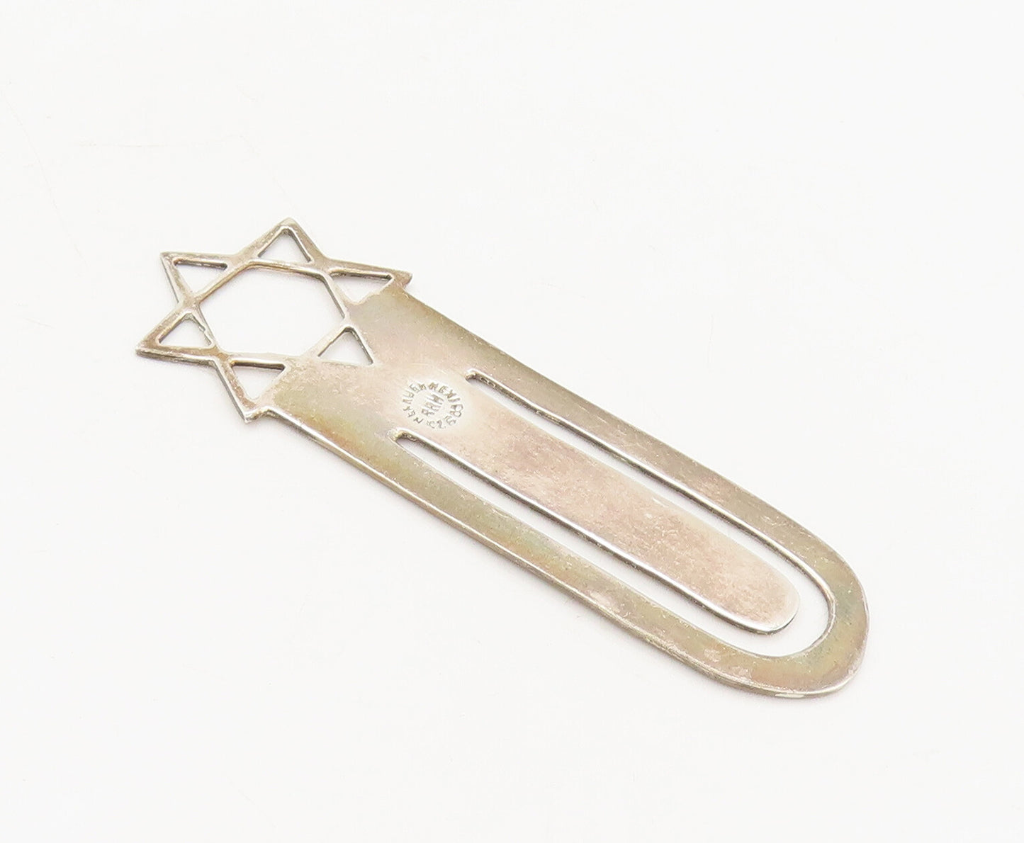 925 Sterling Silver  Vintage Stencil Cut Star Of David Solid Bookmark  TR3658