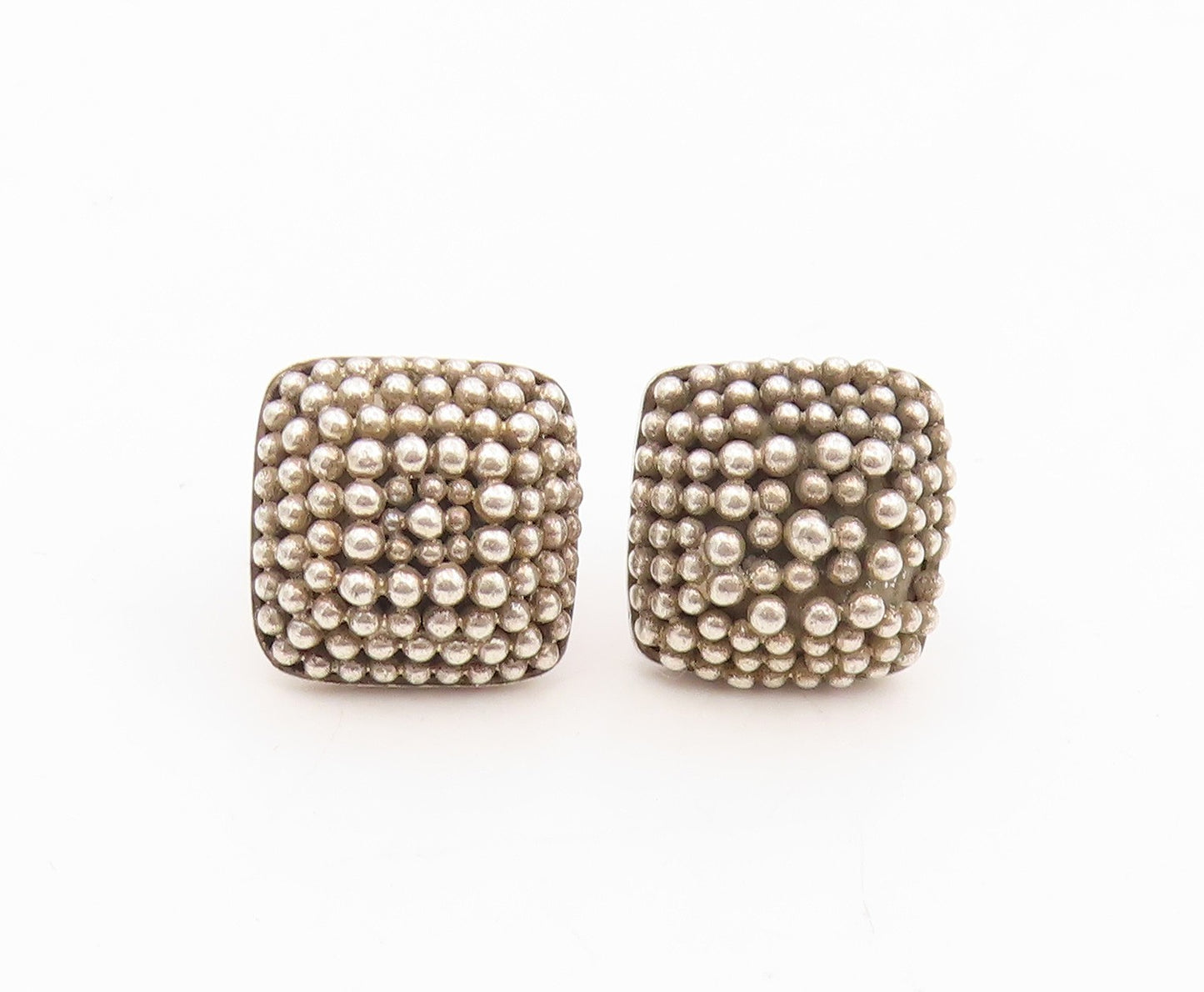 925 Sterling Silver Vintage Earrings JOHN HARDY Geometric Caviar Studs  EG13960