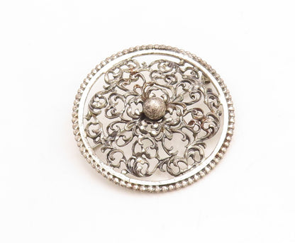 925 Sterling Silver Vintage Brooch Pin DANECRAFT Floral Swirly Carved  BP11412
