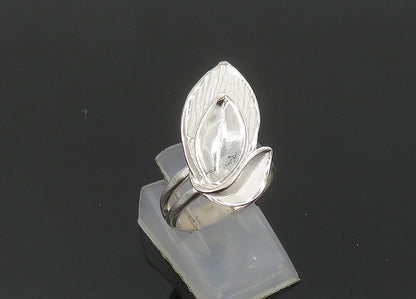 925 Sterling Silver  Vintage Shiny Floral Leaves Band Ring Sz 6  RG20455