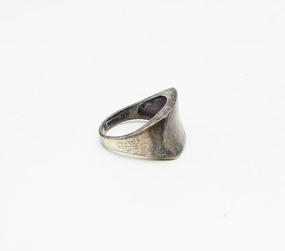 925 Sterling Silver  Vintage Dark Tone Concave Band Ring Sz 6.5  RG3374