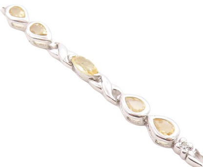 925 Sterling Silver  Faceted Citrine & Topaz Tennis Bracelet  BT1162