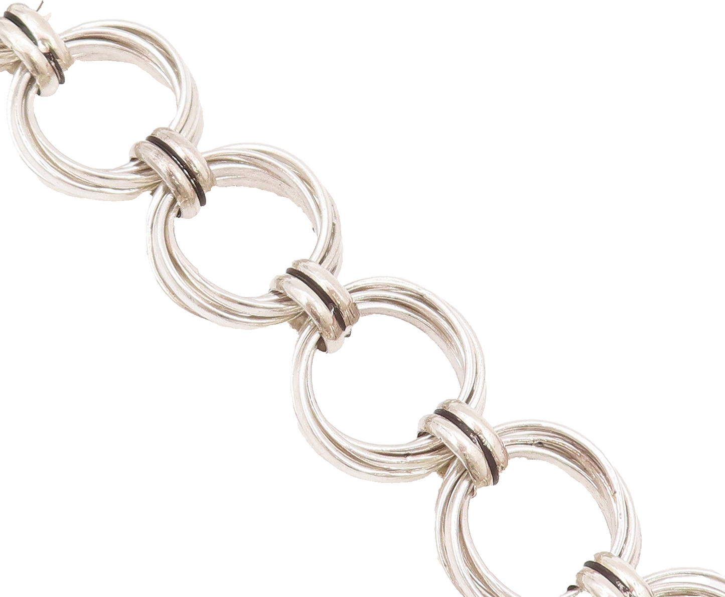 925 Sterling Silver Vintage Bracelet Solid Multi Rings Stack Linked  BT10420