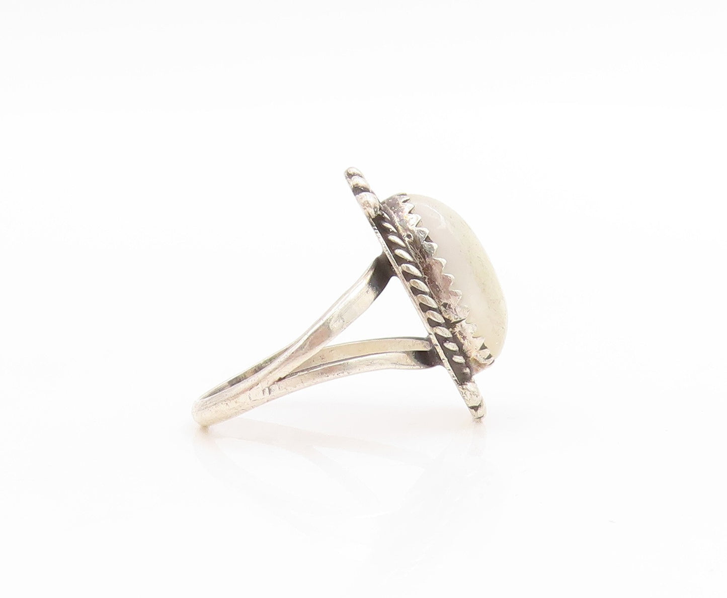 925 Sterling Silver Vintage Ring NAVAJO Moonstone Split Band  Sz 6.5  RG34019