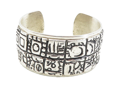 925 Sterling Silver  Vintage Antique Chiseled Pattern Cuff Bracelet  BT3965