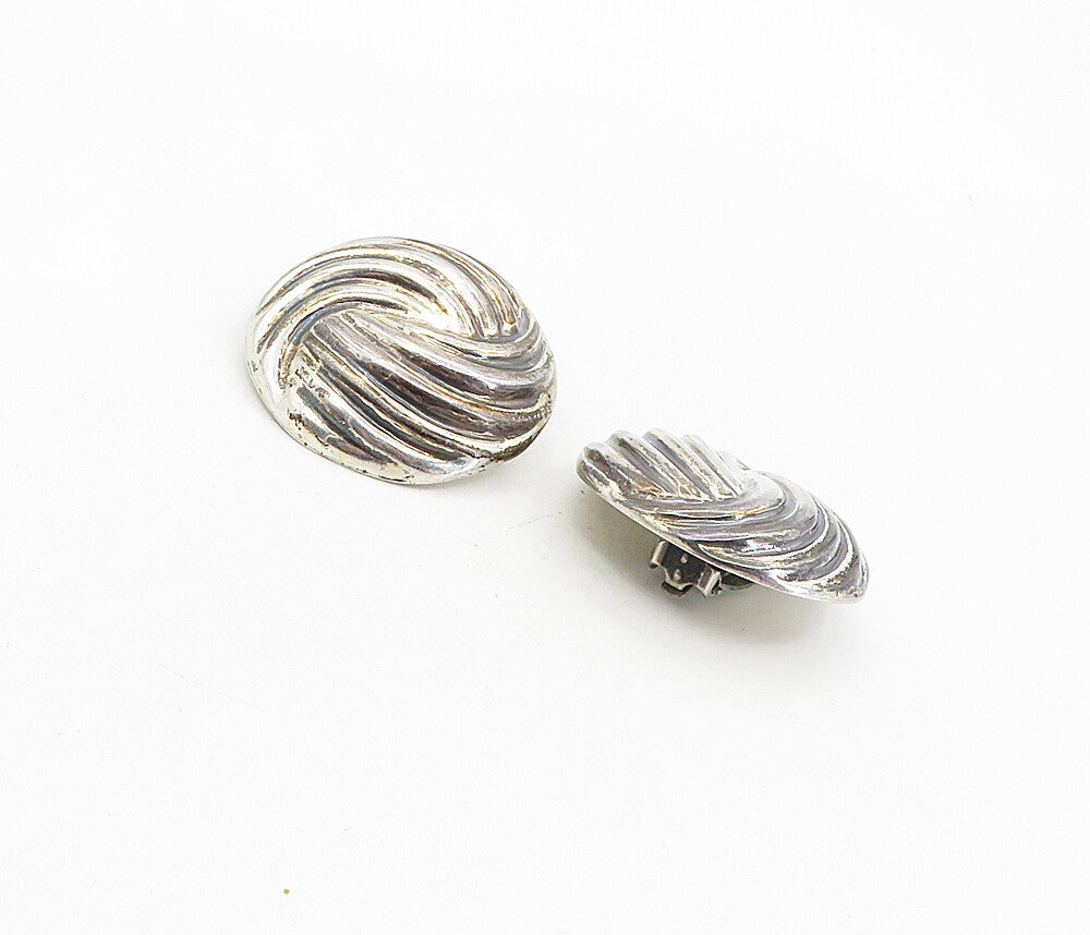 MEXICO 925 Sterling Silver  Vintage Swirl Dome Non Pierce Earrings  EG4577