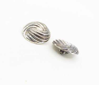 MEXICO 925 Sterling Silver  Vintage Swirl Dome Non Pierce Earrings  EG4577