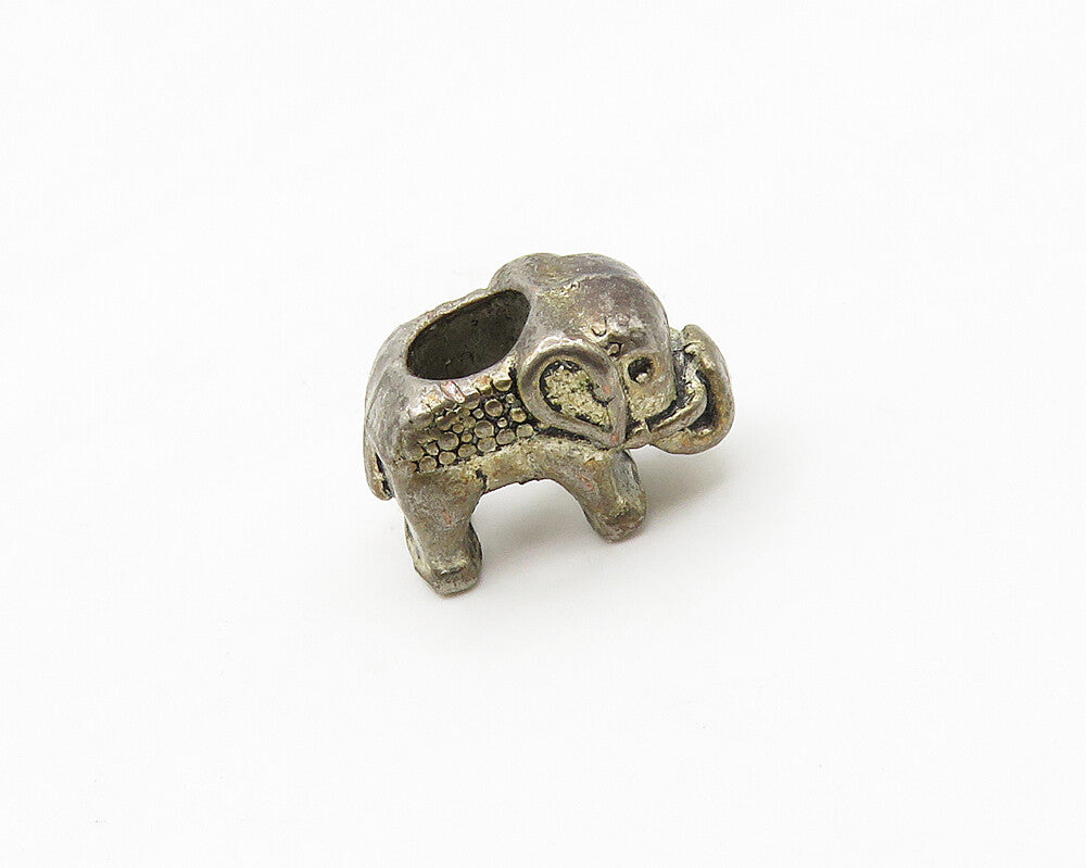 925 Sterling Silver  Vintage Petite Dark Tone Elephant Bead Pendant  PT13834