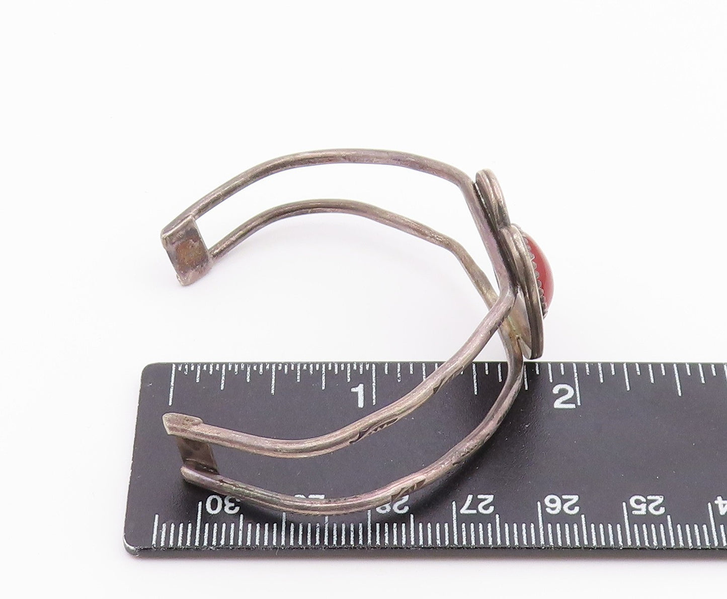 DESIGNER 925 Silver  Vintage Carnelian Love Heart Split Cuff Bracelet  BT9476