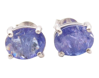 925 Sterling Silver Vintage Earrings Elegant Oval Cut Tanzanite Stud  EG14361