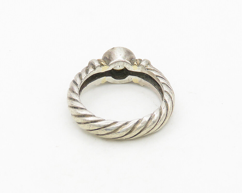 925 Silver & 14K GOLD  Vintage Cubic Zirconia Twist Band Ring Sz 6  RG19638