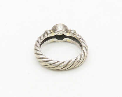 925 Silver & 14K GOLD  Vintage Cubic Zirconia Twist Band Ring Sz 6  RG19638