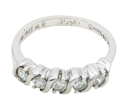 ROSS SIMON 925 Silver  White Topaz Shiny Smooth Swirl Band Ring Sz 8  RG19194