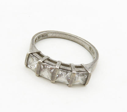ROSS SIMON 925 Silver  Vintage Cubic Zirconia 4 Stone Band Ring Sz 8  RG15863