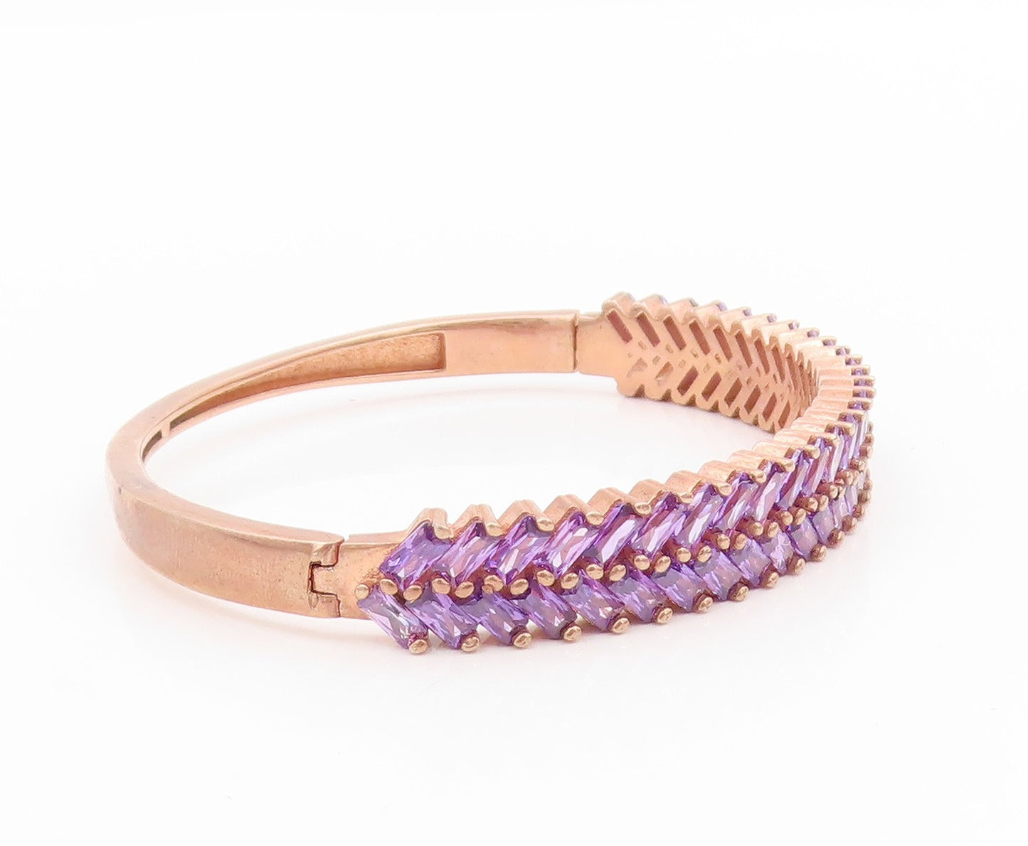 925 Sterling Silver Vintage Bracelet Gold Plated Tanzanite Elegant Bangle BT5727