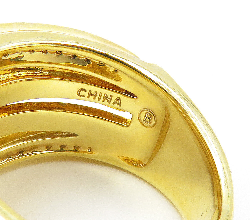 925 Sterling Silver  Genuine Diamonds Gold Plated Split Band Ring Sz 7 RG15536
