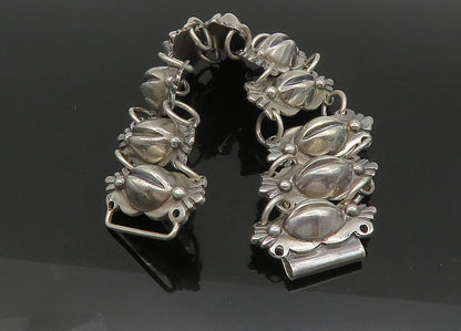 900 Silver Vintage Antique Solid Heavy Dome Link Chain Bracelet  BT8887