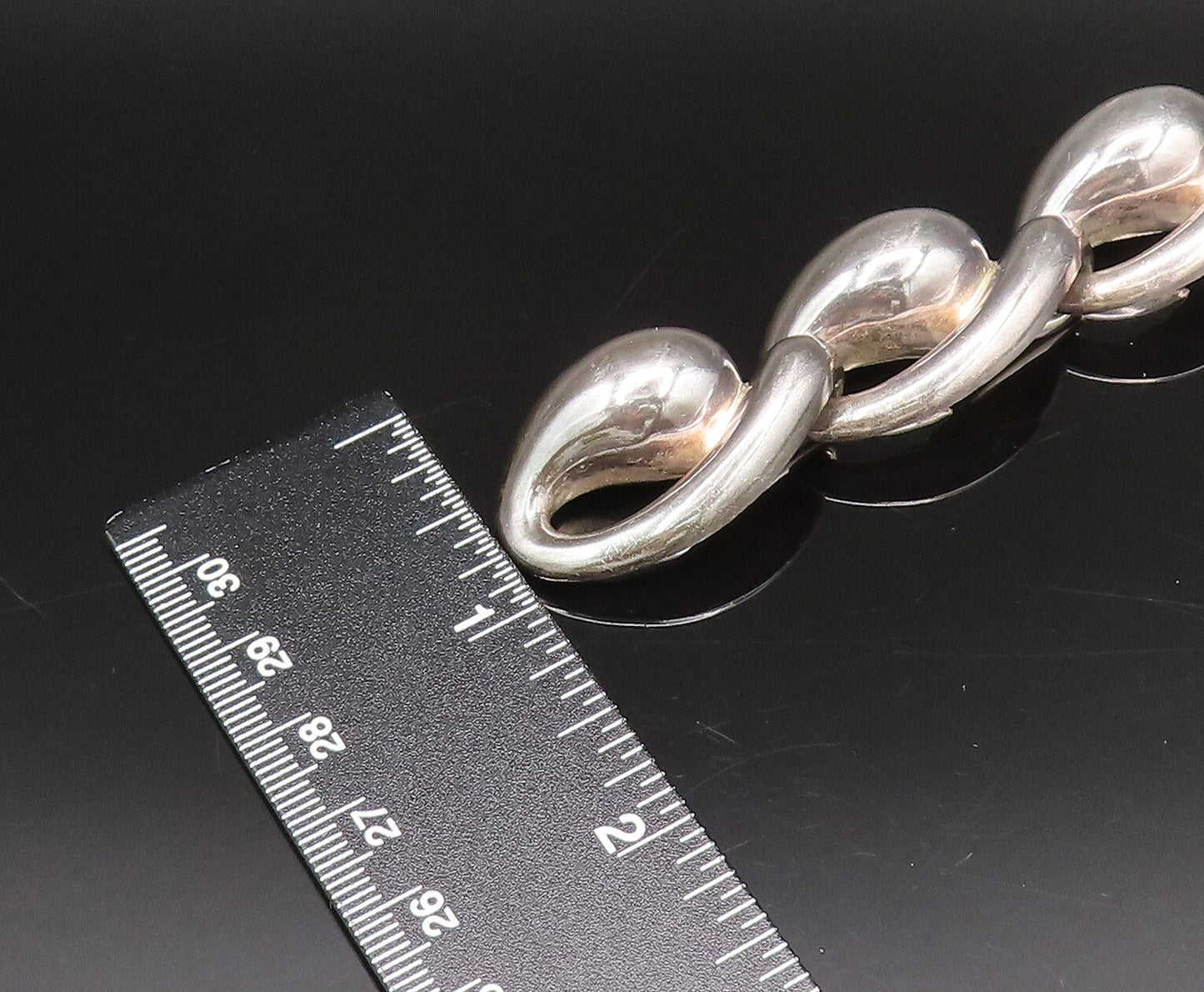 CHARLES KRYPELL 925 Silver  Vintage Modernist Chunky Teardrop Necklace  NE4015