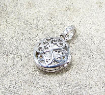 925 Silver Cubic Zirconia Love Heart Picture Locket (Opens) Pendant  PT1460