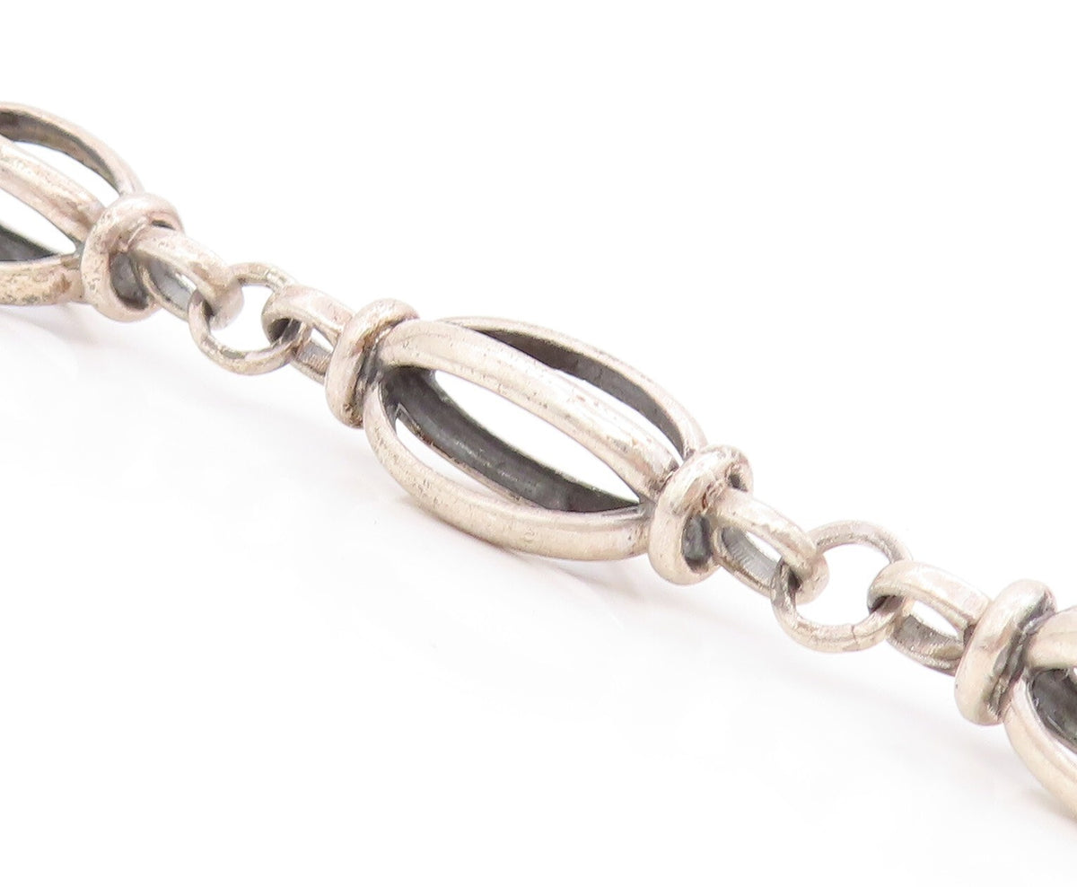 925 Sterling Silver Vintage Bracelet Open Cutout Bead Design  BT11020