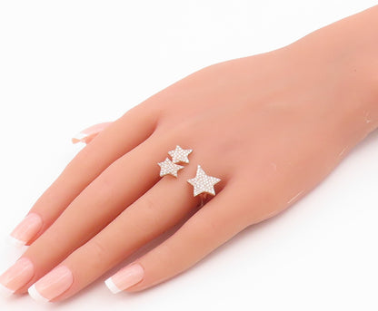 925 Sterling Silver Vintage Ring Gold Plated CZ Celestial Stars  Sz 9  RG36540