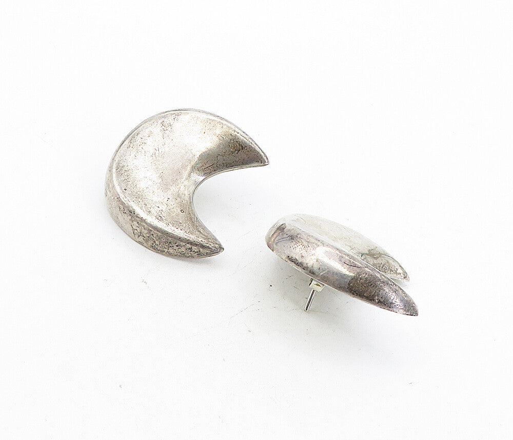 MEXICO 925 Sterling Silver  Vintage Hollow Crescent Moon Drop Earrings  EG4022