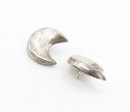 MEXICO 925 Sterling Silver  Vintage Hollow Crescent Moon Drop Earrings  EG4022
