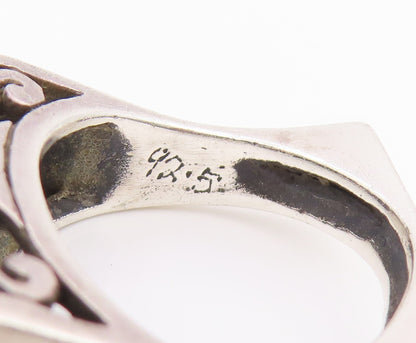 925 Sterling Silver Vintage Ring Modernist Open Scroll Bar Band  Sz 7  RG35497