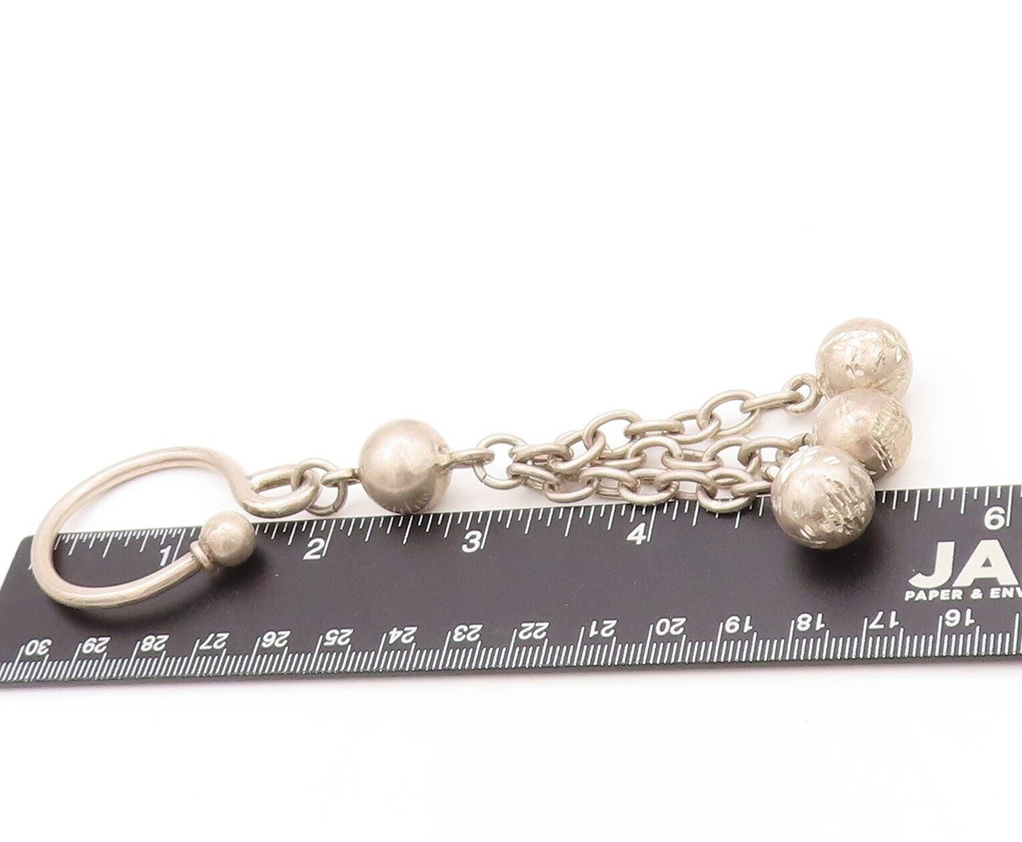 925 Sterling Silver Vintage Keychain MIDDLE EAST Puffed Beaded Design   TR3774