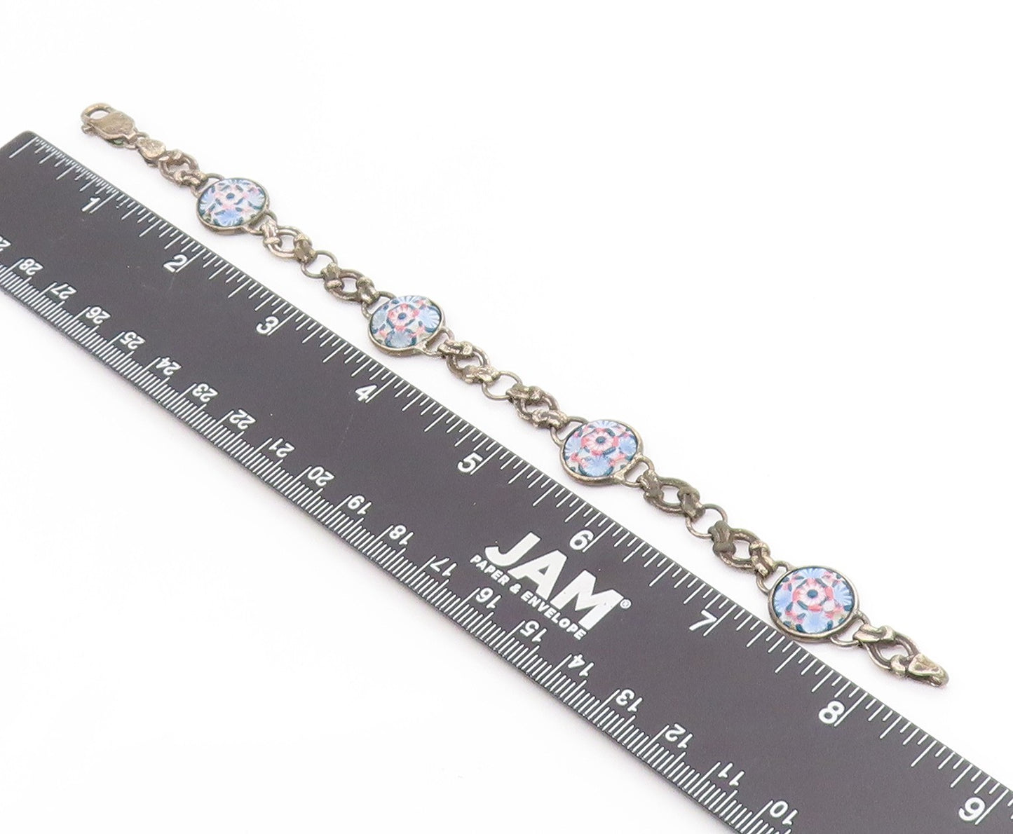 925 Sterling Silver Vintage Bracelet Antique Carved Floral Blossom Link  BT11925