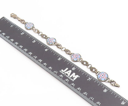 925 Sterling Silver Vintage Bracelet Antique Carved Floral Blossom Link  BT11925