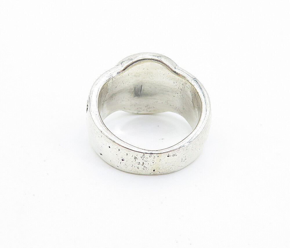 925 Sterling Silver  Vintage Shiny Celtic Knot Detail Band Ring Sz 7  RG7480